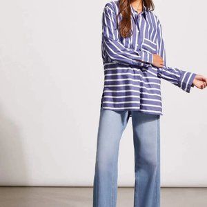 Tribal STRIPED COTTON BUTTON-UP SHIRT 2 Color Options